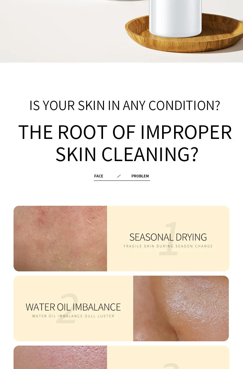 Rice Raw Pulp Facial Cleanser Face Wash Foam skincare Moisturizing Skin Brightening Rejuvenation Face Cleanser Skin Care