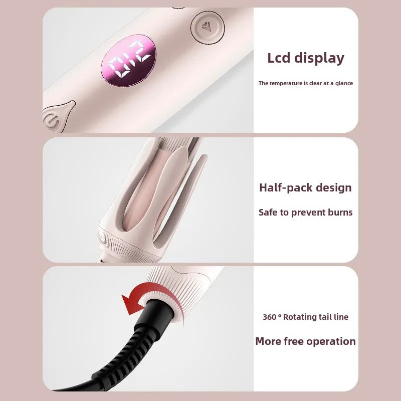 Advanced Hair Curling Iron New Hair Curler with LED Display Anti-Tangle & Auto-Off Protable Curling Wand for Home and Travel Use