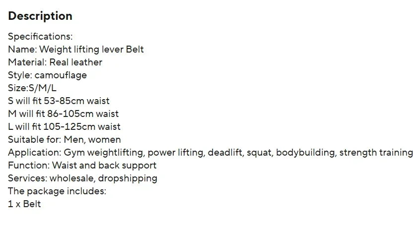 Powerlifting Lever Gym Belt Fitness Body Building Gym Waist Trainer Cowhide Belts Squats Lever Weight Lifting Belt for excercise