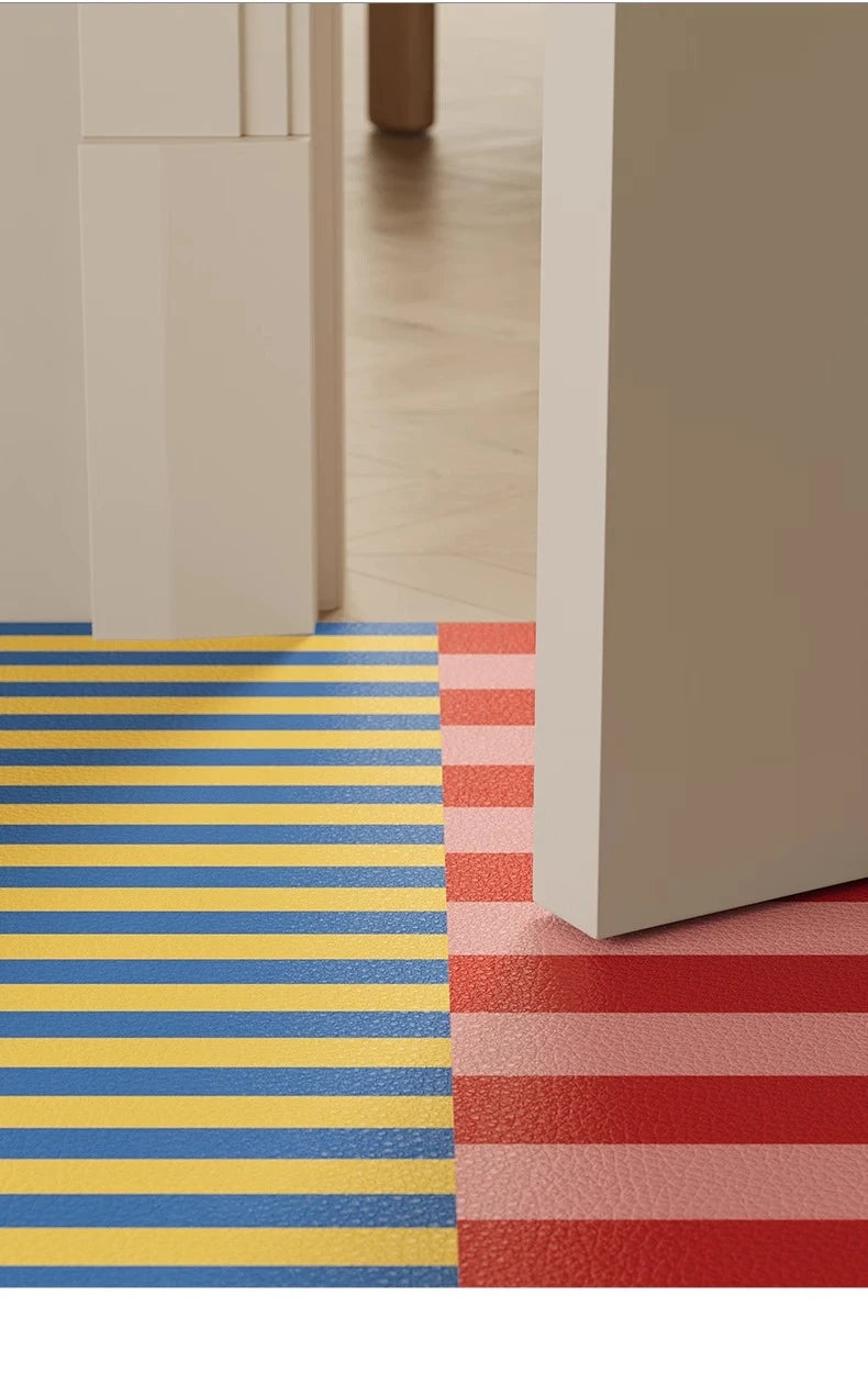 Kitchen Special Carpet PVC Waterproof and Oil-proof Carpet Easy To Clean Cushioning Rugs Artistic Striped Decorative Carpet Mats
