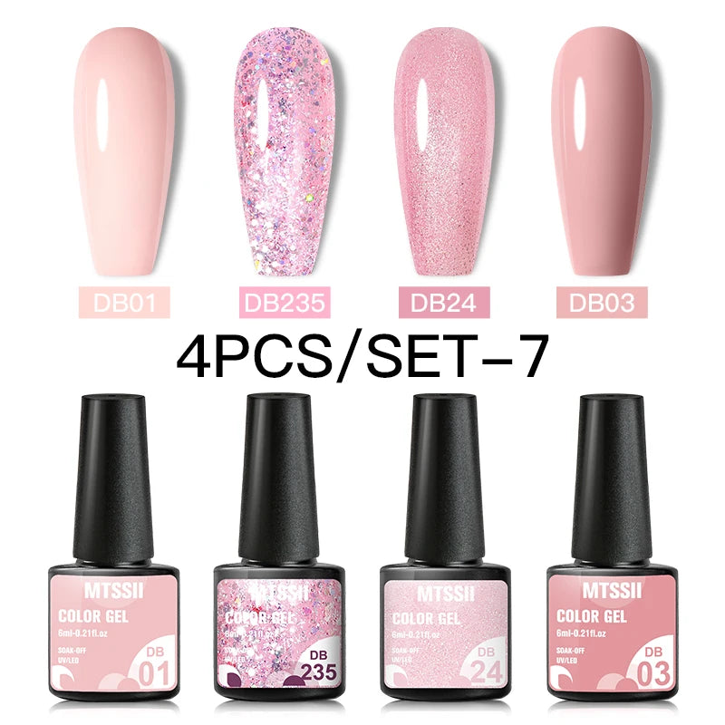 Mtssii 10Pcs/Set Christmas Gel Nail Polish Nail Art Sparkle Gold Red Green Gel Polish Varnish Semi Permanen Gel New Year Nail