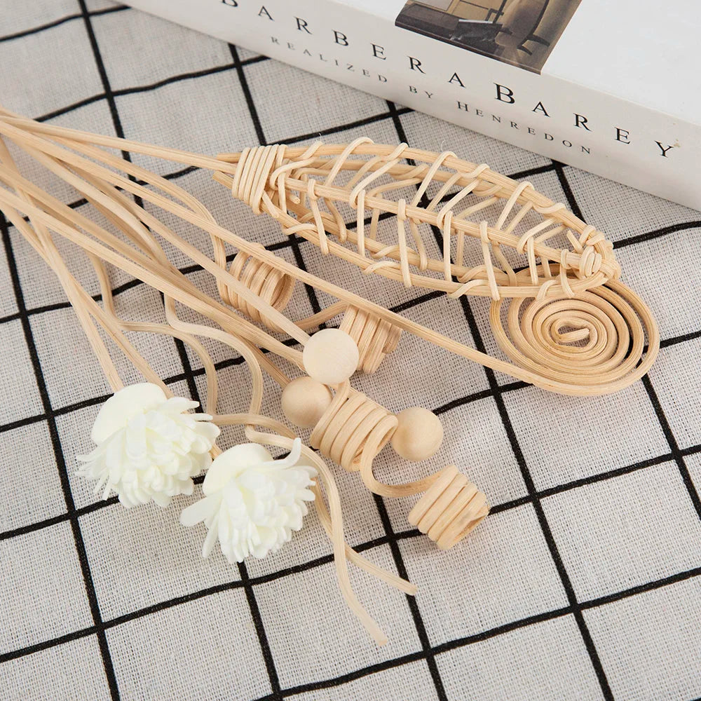 12PCS Natural Rattan Reed Diffuser Sticks Unscented Essential Oil Aromatherapy Set