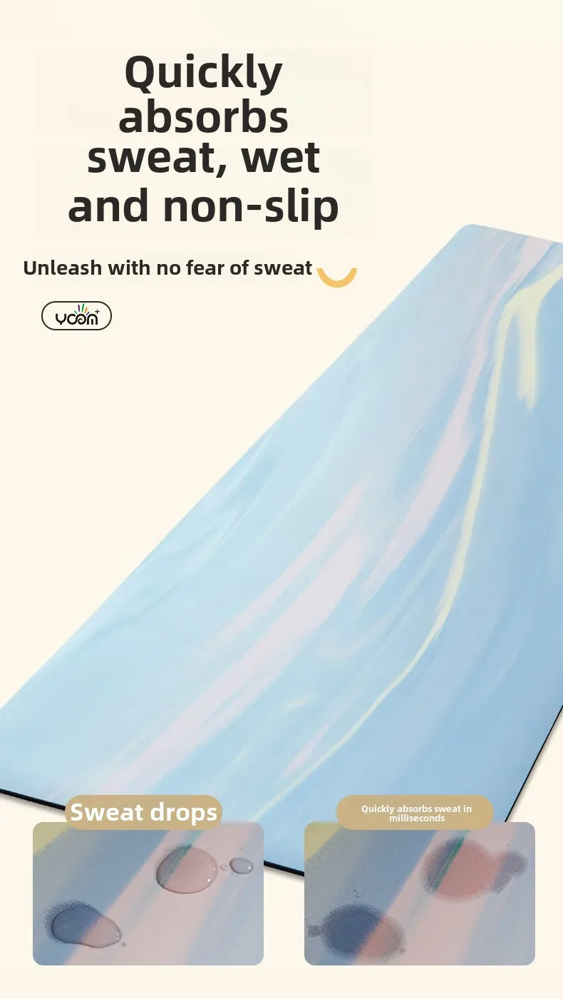 ‌Contrast-Colored PU & Natural Rubber Yoga Mat - Anti-Slip, Moisture-Wicking Dance/Fitness Mat with Artistic Design (Premium Edi