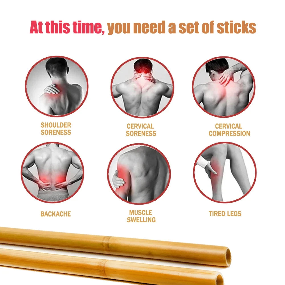 Natural Bamboo Massage Stick Wood Therapy Stick Gua Sha Massage Wood Therapy Tools for Body Contour Cupping Gua Sha Massager