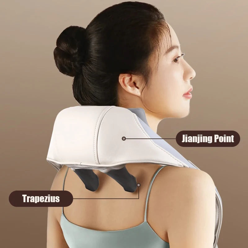 JianYouCare electrical neck shoulder body massager Heated Kneading Shiatsu Shawl Cervical back Massage machine Relieve fatigue