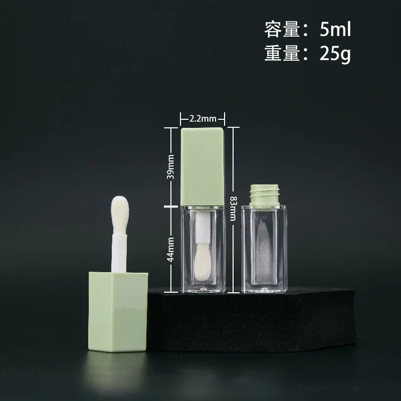 10/30/50pcs Empty 5ml Lip Gloss Tube With Big Brush Square Clear Cosmetic Container Lip Glaze Tube Makeup Bottle Sample Vial