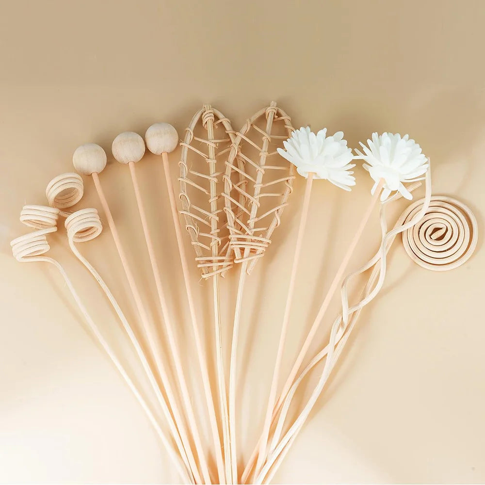 12PCS Natural Rattan Reed Diffuser Sticks Unscented Essential Oil Aromatherapy Set