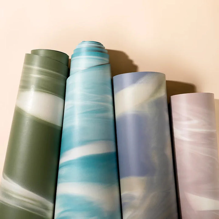 ‌Contrast-Colored PU & Natural Rubber Yoga Mat - Anti-Slip, Moisture-Wicking Dance/Fitness Mat with Artistic Design (Premium Edi