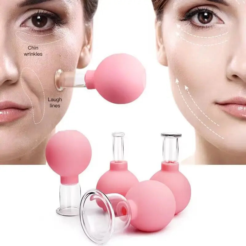 Rubber Face Massager Vacuum Cupping Face Skin Lifting Facial Cups Anti Cellulite Cup Anti-Wrinkle Cupping Therapy Facial Tool