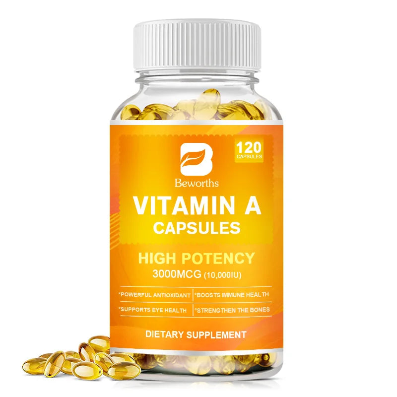 BEWORTHS Vitamin A Capsules Effectively Antioxidant Skin Care Enhances Immunity and Supports Eye and Bone Health