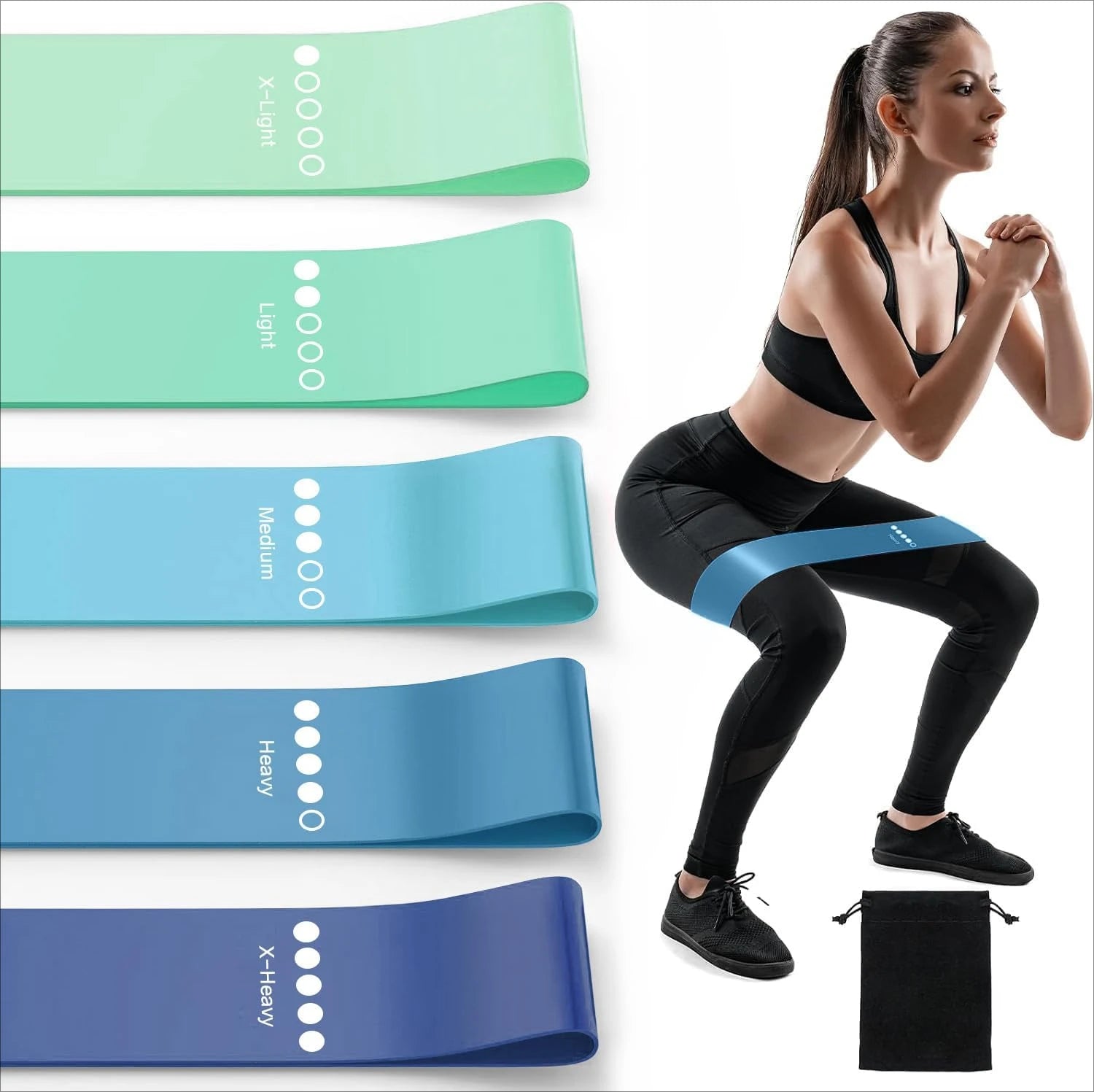 Resistance bands for exercise, elastic exercise loops for physical therapy, and stretch bands for beautiful legs