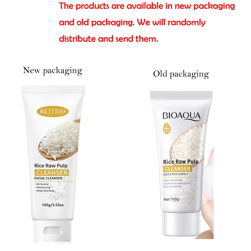 Rice Raw Pulp Facial Cleanser Face Wash Foam skincare Moisturizing Skin Brightening Rejuvenation Face Cleanser Skin Care
