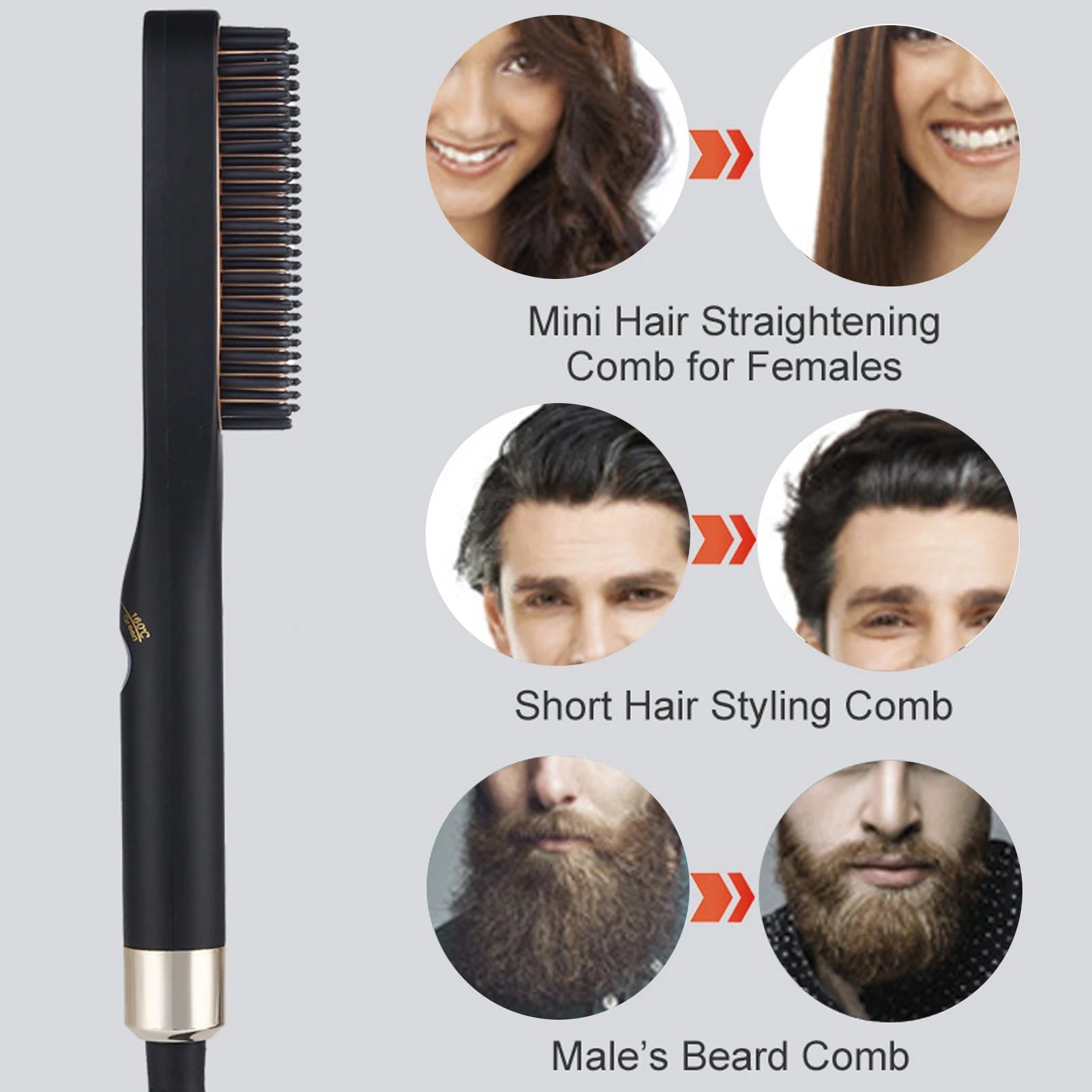 Electric Beard Straightening Comb Multifunctional Beard Straightener Brush for Men Beard Straightener Brush Heated Men Hair Comb