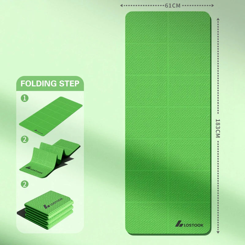 1PC Foldable Yoga Mat Eco Friendly Tpe Folding Travel Fitness Exercise Double Sided Non-Slip For Pilates & Floor Workouts