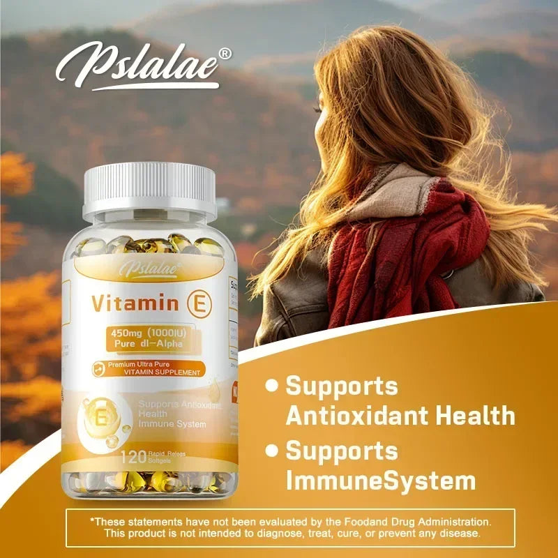 Vitamin E Capsules 450mg - Anti-aging, Skin Firming, Wrinkle Reduction, Support Skin, Heart and Immune Health Supplement