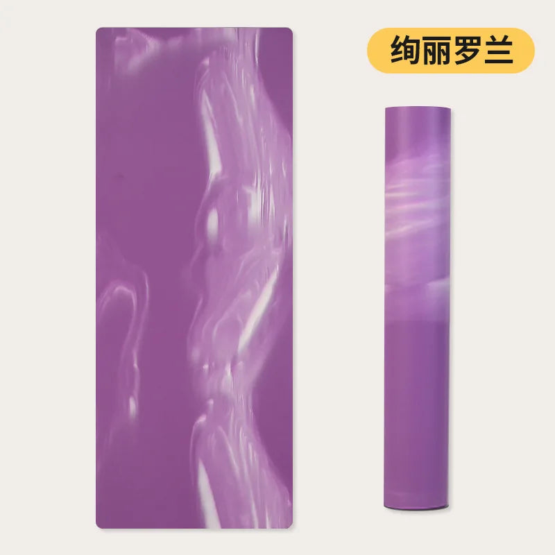 ‌Contrast-Colored PU & Natural Rubber Yoga Mat - Anti-Slip, Moisture-Wicking Dance/Fitness Mat with Artistic Design (Premium Edi