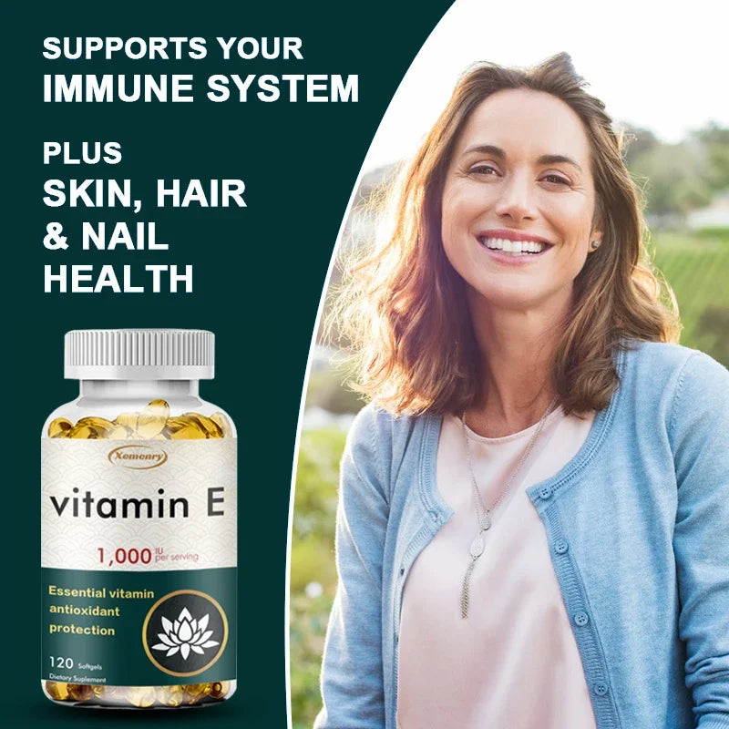 Vitamin E Capsules - Facial Care, Skin, Heart  Health, Anti-Aging, Antioxidant