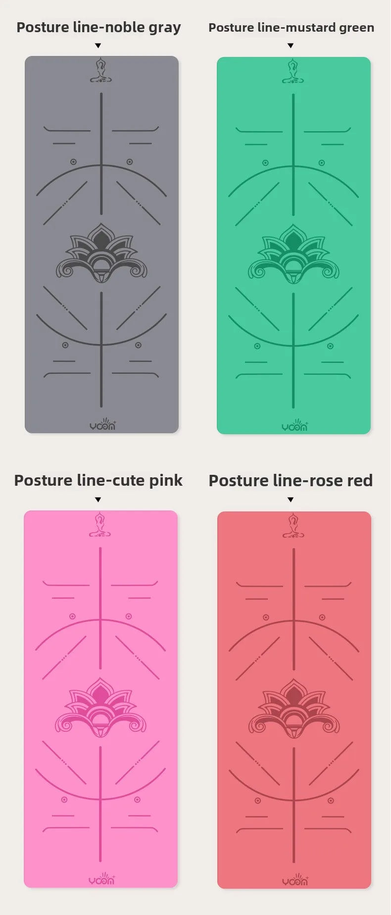 ‌PU & Natural Rubber Yoga Mat - Women’s Anti-Slip Fitness Mat with Laser Alignment Lines, Extra Thick & Durable Premium Edition‌