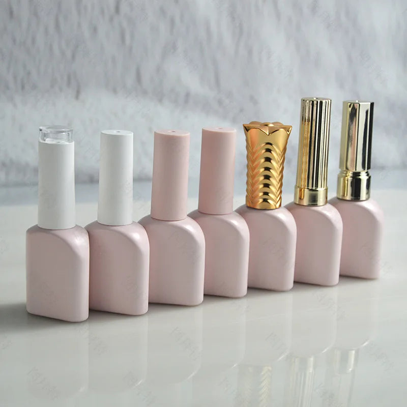 10/30/50pcs 12ml Empty Nail Polish Bottle Nail Polish Glue Bottle Container Pink Glass Nail Oil Bottles