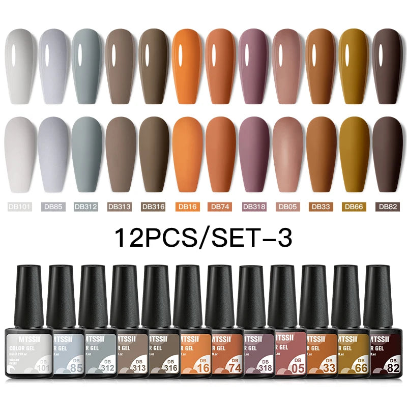 Mtssii 10Pcs/Set Christmas Gel Nail Polish Nail Art Sparkle Gold Red Green Gel Polish Varnish Semi Permanen Gel New Year Nail