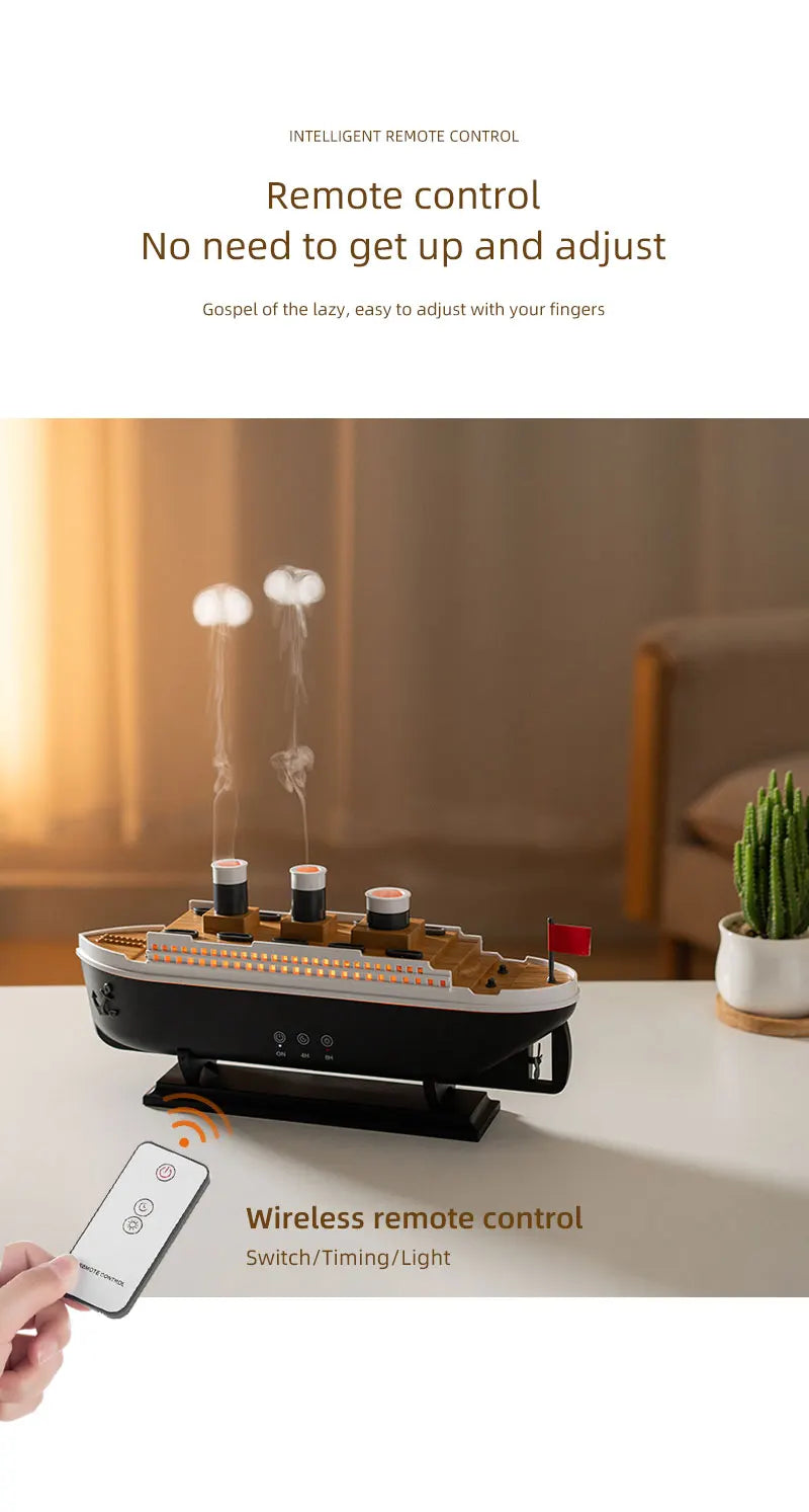 250ml Titanic Ship Model Decoration Air Humidifier Essential Oil Diffuser Jellyfish Smoke Ring Spray Aroma Diffuser For Home