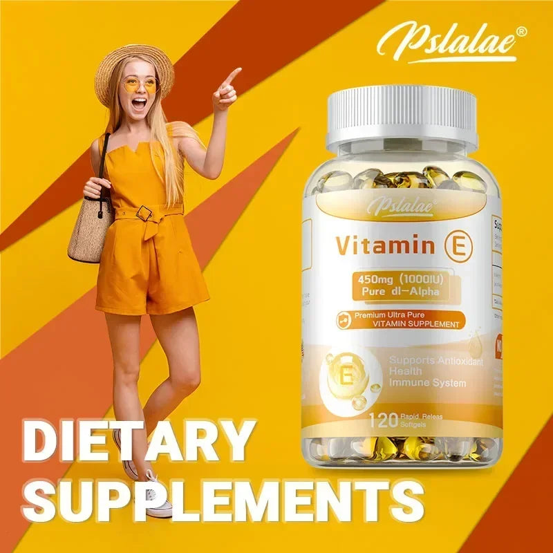 Vitamin E Capsules 450mg - Anti-aging, Skin Firming, Wrinkle Reduction, Support Skin, Heart and Immune Health Supplement