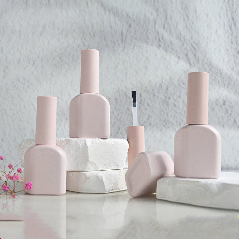 10/30/50pcs 12ml Empty Nail Polish Bottle Nail Polish Glue Bottle Container Pink Glass Nail Oil Bottles