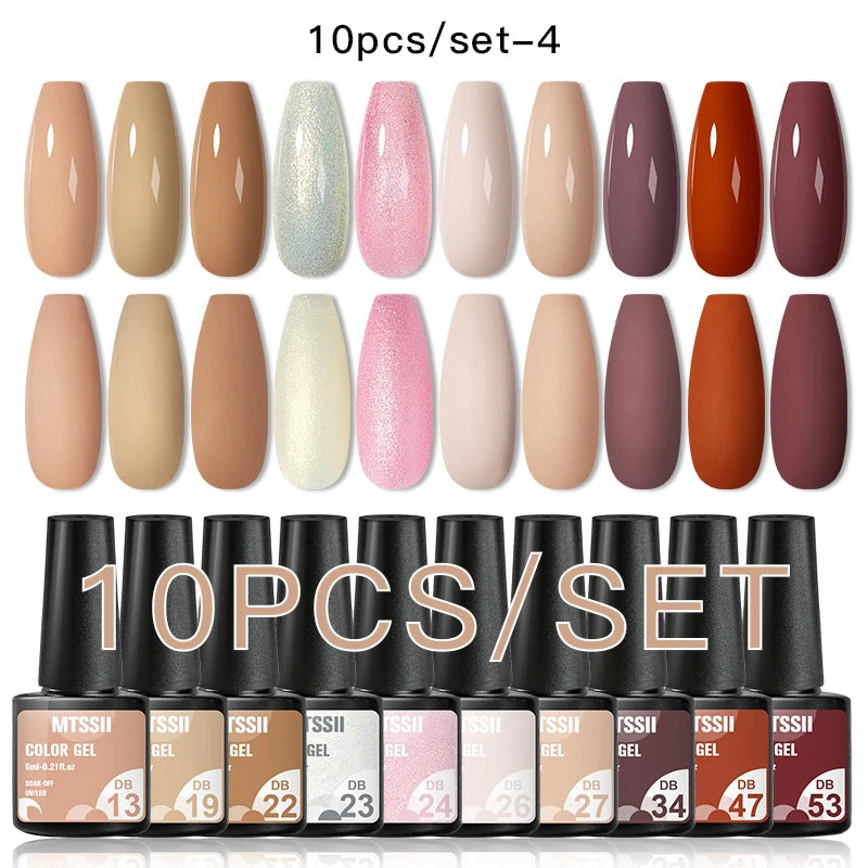 Mtssii 10Pcs/Set Christmas Gel Nail Polish Nail Art Sparkle Gold Red Green Gel Polish Varnish Semi Permanen Gel New Year Nail