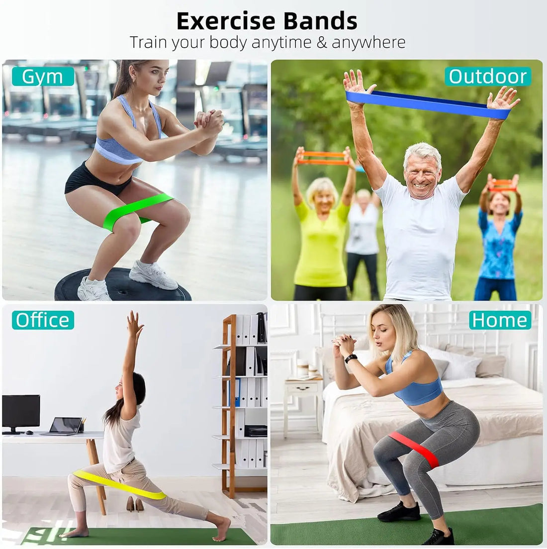 Resistance bands for exercise, elastic exercise loops for physical therapy, and stretch bands for beautiful legs