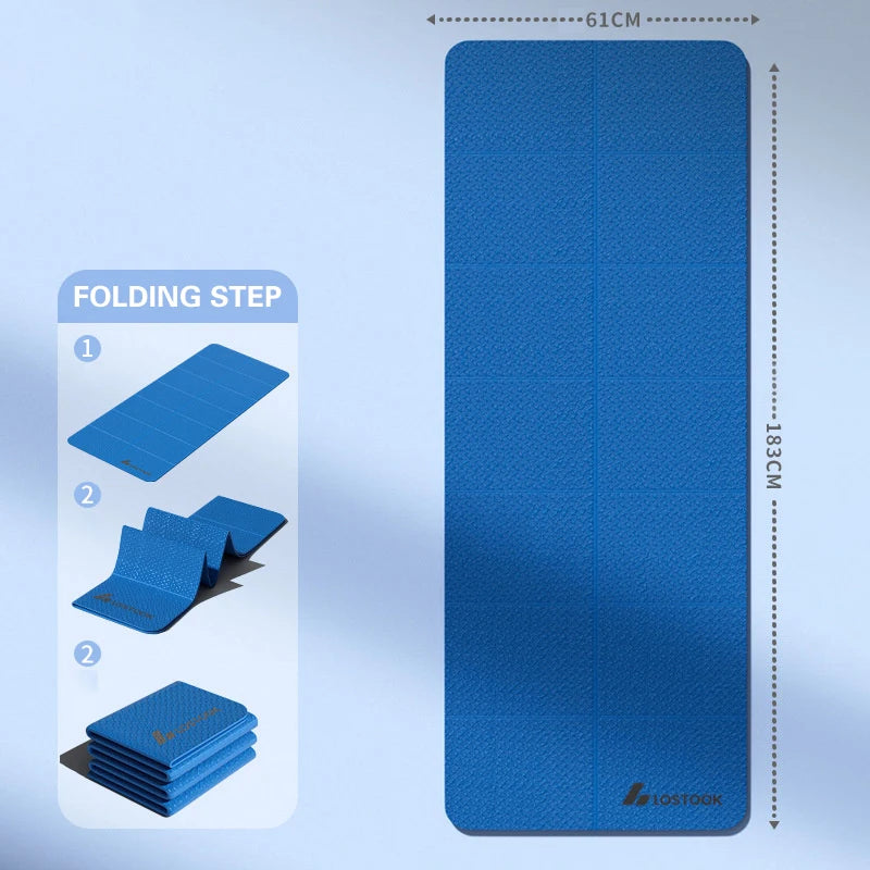 1PC Foldable Yoga Mat Eco Friendly Tpe Folding Travel Fitness Exercise Double Sided Non-Slip For Pilates & Floor Workouts