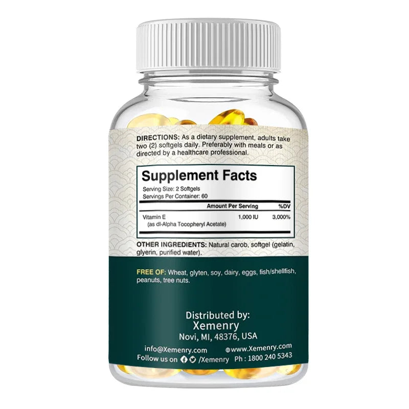 Vitamin E Capsules - Facial Care, Skin, Heart  Health, Anti-Aging, Antioxidant