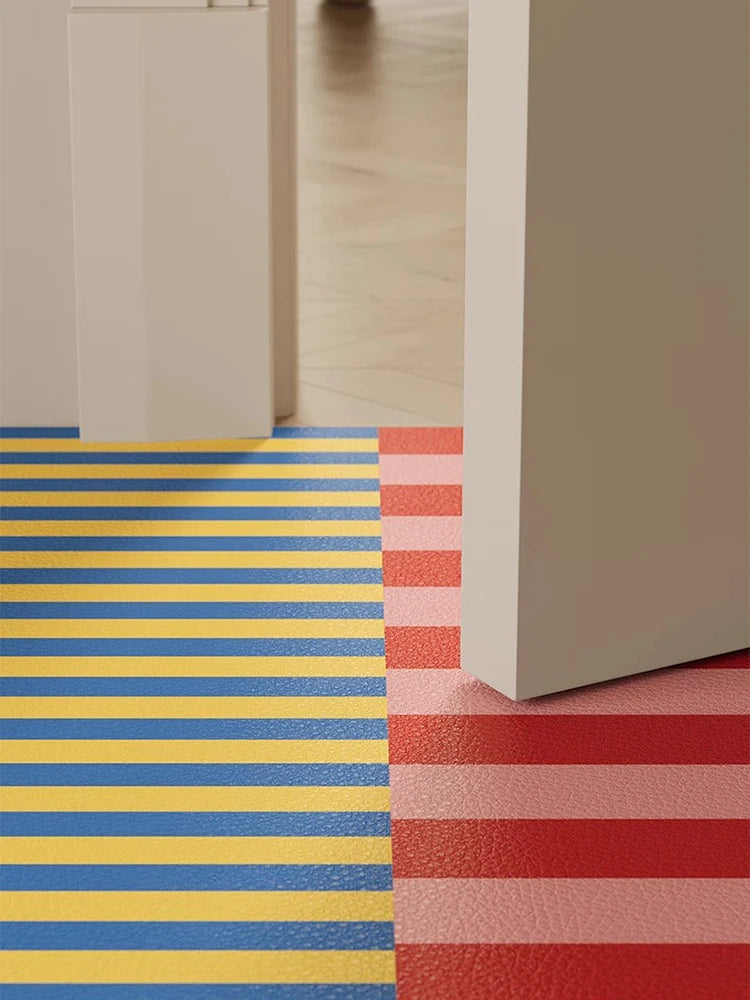 Kitchen Special Carpet PVC Waterproof and Oil-proof Carpet Easy To Clean Cushioning Rugs Artistic Striped Decorative Carpet Mats