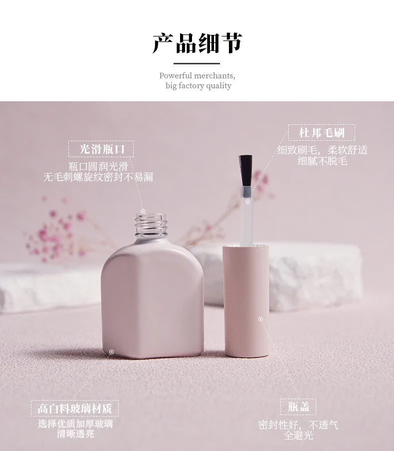 10/30/50pcs 12ml Empty Nail Polish Bottle Nail Polish Glue Bottle Container Pink Glass Nail Oil Bottles