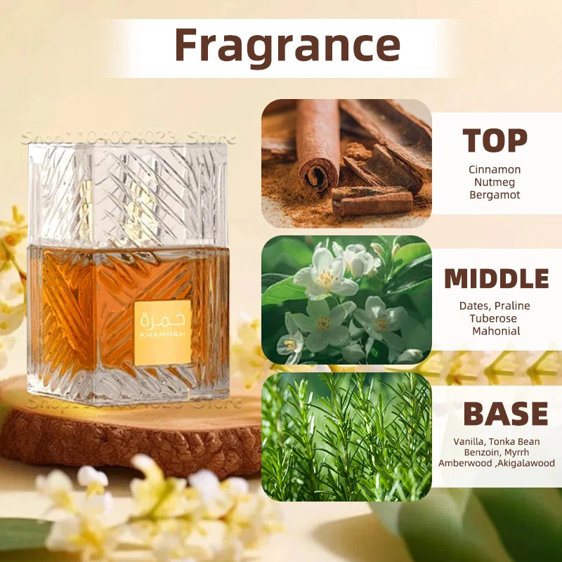 Lattafa Khamrah Perfume Eau de Parfum Spray Original Arabian Perfume Aromatic Spicy Fragrance For Women For Men For Evening Wear