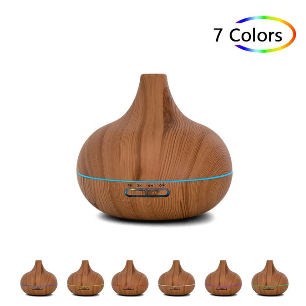U Rabbit Wood Color USB Aroma Diffuser Essential Oil Diffuser with 7 Color LED Lights&Remote Control USB Powered Air Humidifier