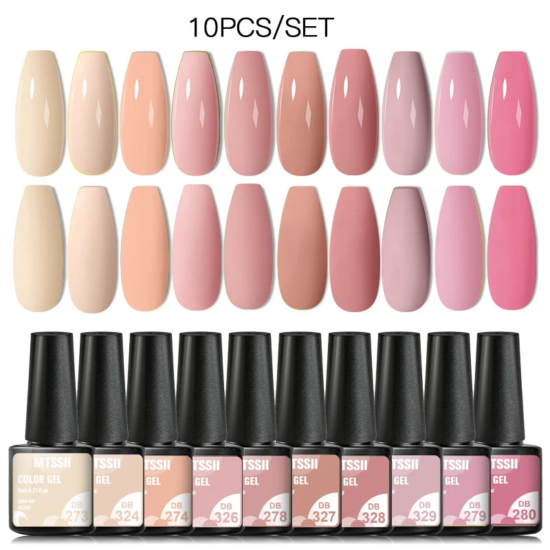 Mtssii 10Pcs/Set Christmas Gel Nail Polish Nail Art Sparkle Gold Red Green Gel Polish Varnish Semi Permanen Gel New Year Nail