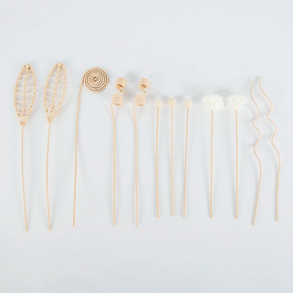 12PCS Natural Rattan Reed Diffuser Sticks Unscented Essential Oil Aromatherapy Set