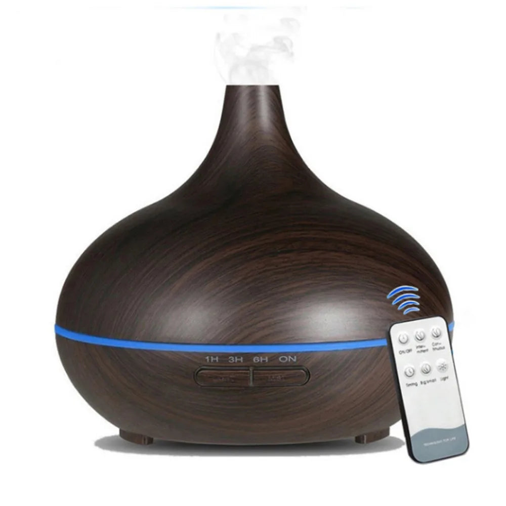 U Rabbit Wood Color USB Aroma Diffuser Essential Oil Diffuser with 7 Color LED Lights&Remote Control USB Powered Air Humidifier