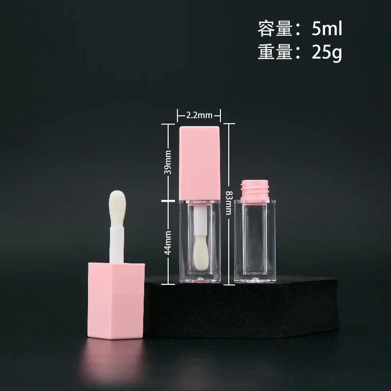 10/30/50pcs Empty 5ml Lip Gloss Tube With Big Brush Square Clear Cosmetic Container Lip Glaze Tube Makeup Bottle Sample Vial
