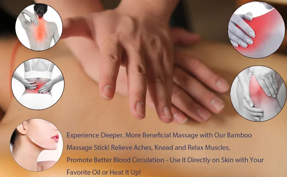 Natural Bamboo Massage Stick Wood Therapy Stick Gua Sha Massage Wood Therapy Tools for Body Contour Cupping Gua Sha Massager