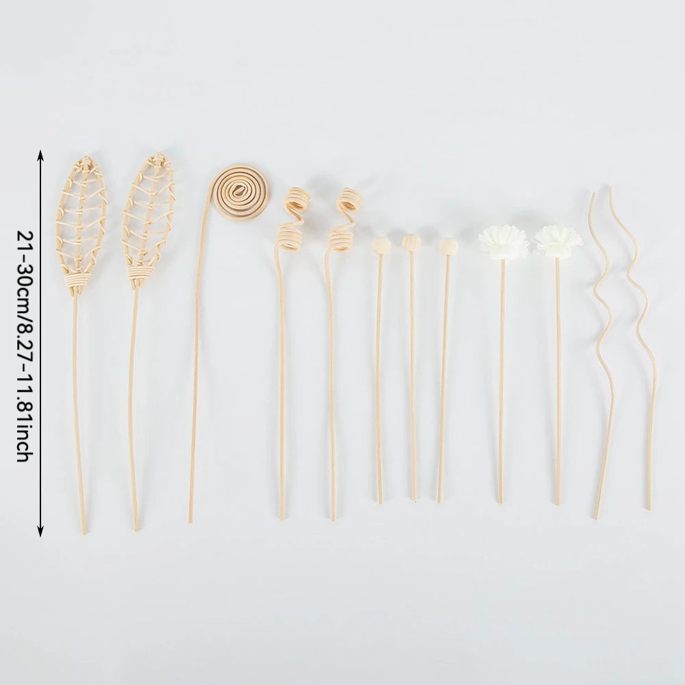 12PCS Natural Rattan Reed Diffuser Sticks Unscented Essential Oil Aromatherapy Set