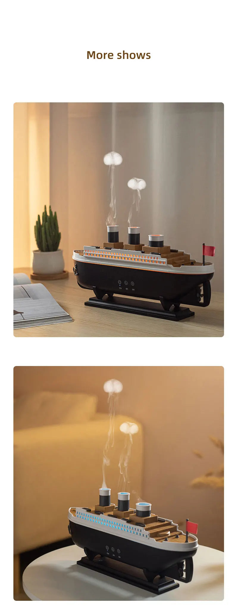 250ml Titanic Ship Model Decoration Air Humidifier Essential Oil Diffuser Jellyfish Smoke Ring Spray Aroma Diffuser For Home