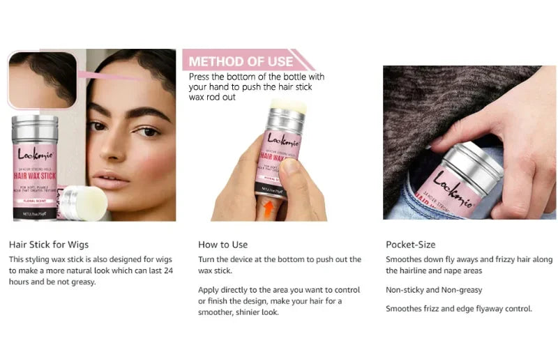 Professional Styling Wax Kit for Women, Anti-frizz Pomade, Smoothing, Broken Back Hair Mud, Messy Hairs Control Wax Rod