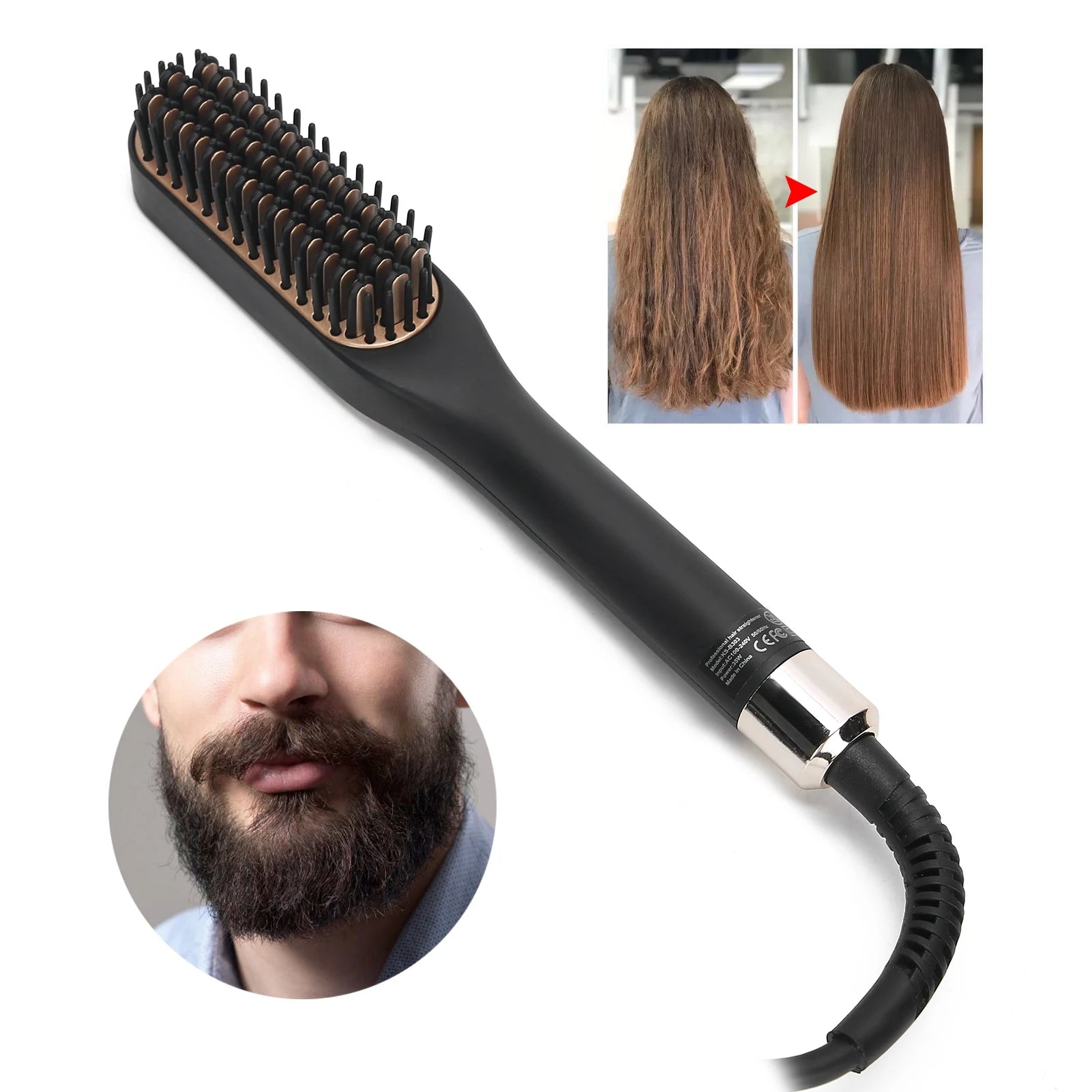 Electric Beard Straightening Comb Multifunctional Beard Straightener Brush for Men Beard Straightener Brush Heated Men Hair Comb