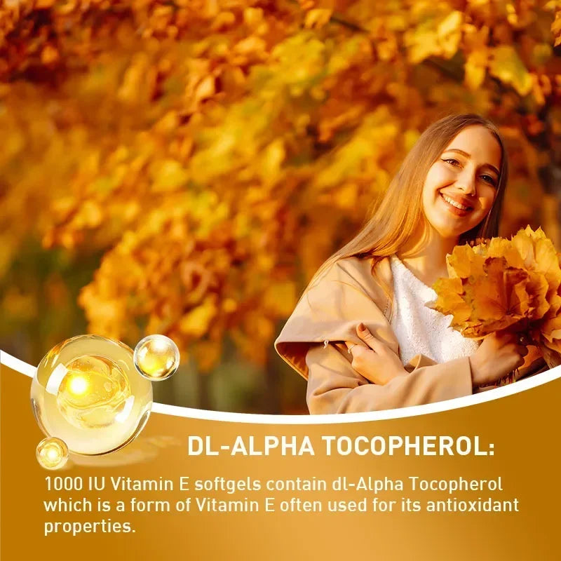 Vitamin E Capsules 450mg - Anti-aging, Skin Firming, Wrinkle Reduction, Support Skin, Heart and Immune Health Supplement