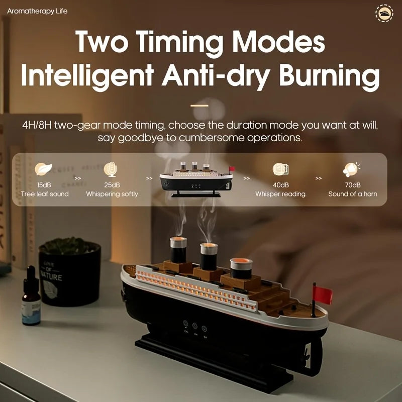 250ml Titanic Ship Model Decoration Air Humidifier Essential Oil Diffuser Jellyfish Smoke Ring Spray Aroma Diffuser For Home