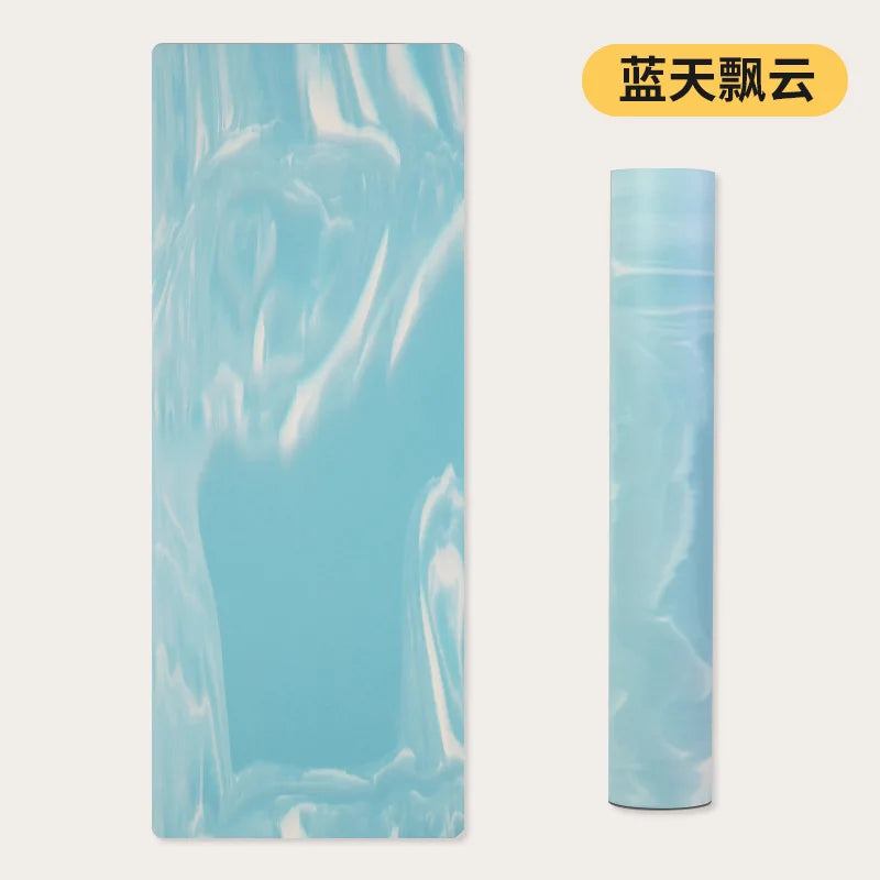 ‌Contrast-Colored PU & Natural Rubber Yoga Mat - Anti-Slip, Moisture-Wicking Dance/Fitness Mat with Artistic Design (Premium Edi