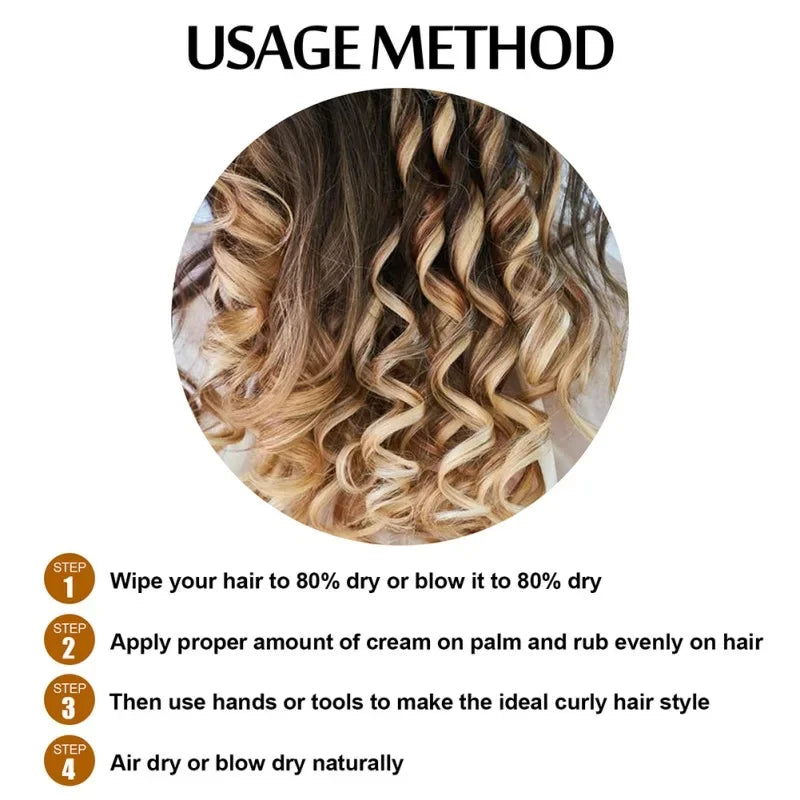 Natural Curl Hair Cream for Curly Hair Styling Curling Moisture Lotion Anti Frizzy Bounce Sculpting Boost Hair Conditioner Care