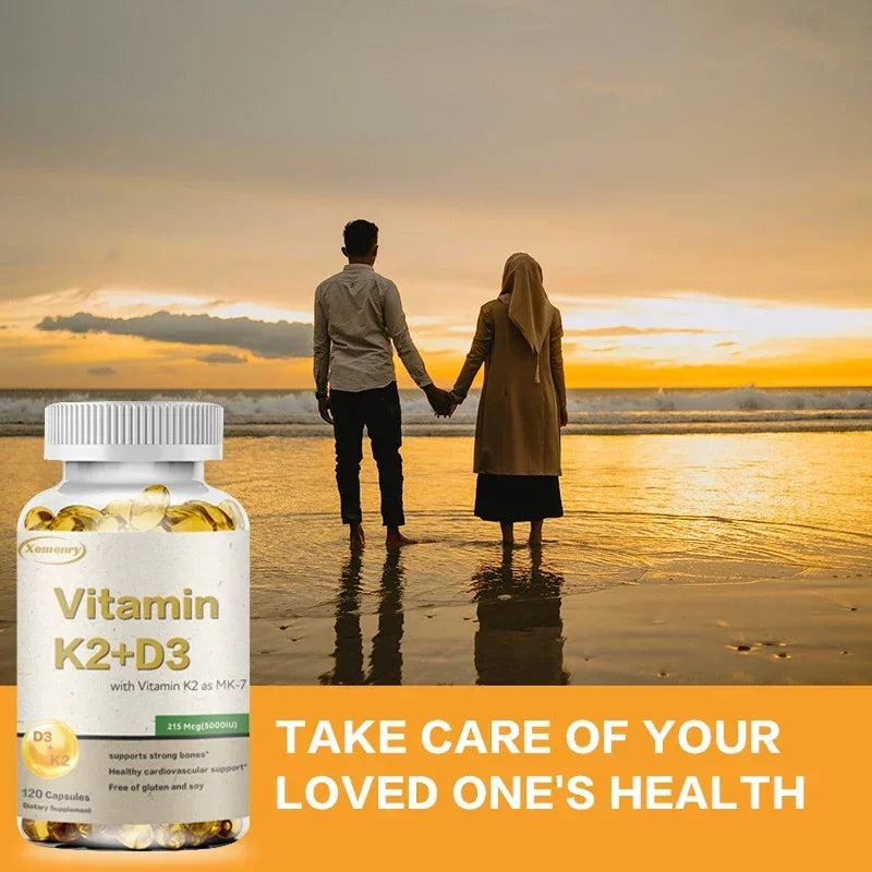 Vitamin K2 + D3 Supplement - Promotes Calcium Absorption, Helps Promote Bone, Teeth, Joints, Heart Immune Health Supplement