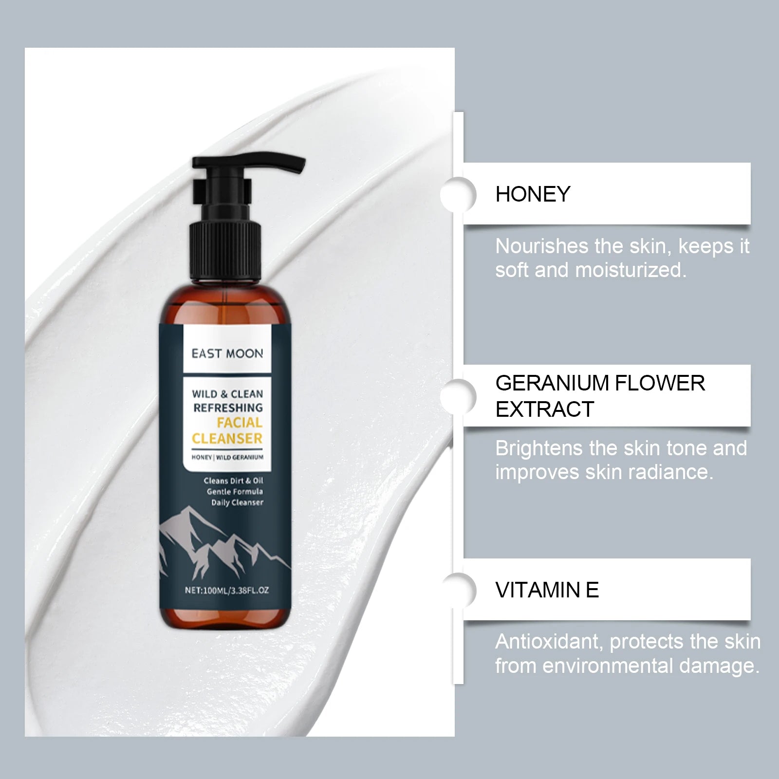 Men's Nourishing Facial Cleanser Refine Pores Brightening Gentle Oil Control Face Wash for Deep Cleansing & Refreshing Skin